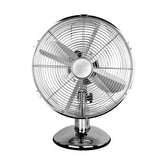 Status 12” Oscillating Chrome Desk Fan – 3 Speed Portable Metal Cooling Fan with Adjustable Tilt