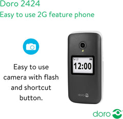 Doro 2424 Flip Phone – 2.4″ Display, 3MP Camera, Large Buttons, Senior Friendly