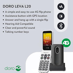 Doro Leva L20 Unlocked Mobile Phone for Seniors – Large Display, HD Sound, Assistance Button (Red)