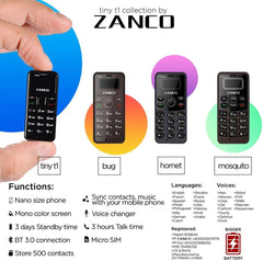 Zanco T1 Mini Mobiles – Smart Unlocked GSM Phone with Voice Changer | Compact & New