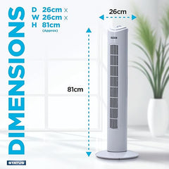 Status 32” Oscillating Tower Fan – 3 Speed Slim Cooling Fan with Timer & Carry Handle (White)
