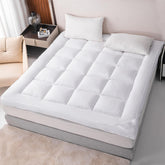 Luxury Quilted Mattress Topper – 10 cm Thick Plush Padding with Elastic Straps (Hypoallergenic Microfibre)