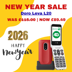 Doro Leva L20 Unlocked Mobile Phone for Seniors – Large Display, HD Sound, Assistance Button Red/White