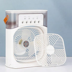 Portable Air Cooling Fan with Mist Spray & Humidifier – 10W USB Type-C, 3 Speeds, LED Bed Light