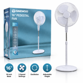 Daewoo 16” Pedestal Fan – 3 Speed Adjustable Cooling Fan with Oscillation & Height Control