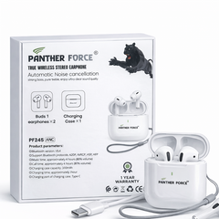 PF245- Panther Force ANC True Wireless Stereo Earphones – Bluetooth 5.4, Automatic Noise Cancellation, Type-C Charging (white)
