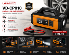VEN-DENS VD-CP010 Car Jump Starter & Portable Tyre Inflator All-In-One Machine