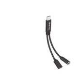 PF123-Panther Force 2-in-1 Adapter - USB-C to 3.5mm Audio & 8-Pin Charging Adapter (Black, 100mm, Charge & Listen Simultaneously)