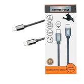 Panther Force Fast CHARGING / SYNC PF61-Type-C to Type-C & PF62-Type-C to Lightning CABLES Black