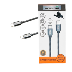 Panther Force Fast CHARGING / SYNC PF61-Type-C to Type-C & PF62-Type-C to Lightning CABLES Black