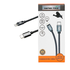 Panther Force Fast CHARGING / SYNC PF61-Type-C to Type-C & PF62-Type-C to Lightning CABLES Black