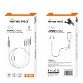 PF280-Panther Force 1M 2-in-1 AUX Audio Cable - Type-C & Apple to 3.5mm (White, High-Quality, Durable & Portable)