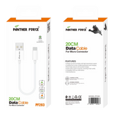 Panther Force 20CM Compact Data Cables - All-Device Charging and Syncing Solution (Micro-USB, Lightning, Type-C, USB-A)