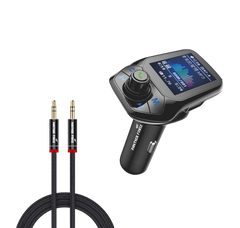 PF41- Panther Force 2.4A Car MP3 FM Transmitter with Dual USB Car Charger | Bluetooth Hands-Free Calling & Music Playback | Universal Car Accessory (Black)