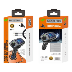 PF41- Panther Force 2.4A Car MP3 FM Transmitter with Dual USB Car Charger | Bluetooth Hands-Free Calling & Music Playback | Universal Car Accessory (Black)
