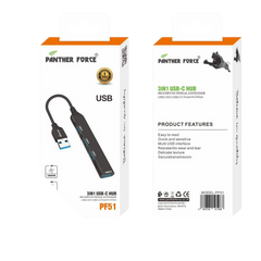 PF51- Panther Force 3-in-1 USB-C Hub – Seamless Connectivity & Uninterrupted Power