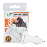PF71- Panther Force 2.4A White Dual USB Car Charger - Fast Charging for Two Devices On-the-Go