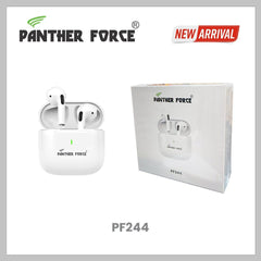 PF244- Panther Force True Wireless Stereo Earphones – Bluetooth 5.4, Noise Reduction, Type-C Charging (white)