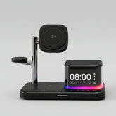 PF317-Signature 5-in-1 25W Wireless Charging Station with RGB Light, Speaker & Digital Clock