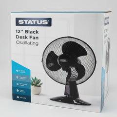 Status 12” Oscillating Desk Fan – 3 Speed Table Fan (Available in White & Black)