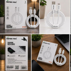 PF104-Panther Force Silicone Lightning to Type-C Cable – 3M Fast Charging Data Cable for iPhone & USB-C Chargers