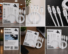 PF113-Panther Force 3-in-1 USB Multi Charging Cable – Lightning, Micro USB & Type-C | 1.2M Fast Charging Cable