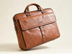 APEX Men’s Leather Laptop Bag – Premium Business Briefcase (Brown & Black)