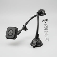 PF315-Panther Force 15W Magnetic Wireless Car Charger – 30cm Long Arm Flex Mount | 360° Adjustable Phone Holder