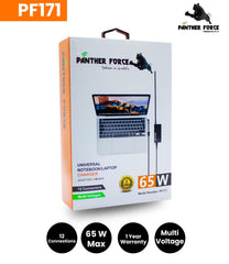 PF171- Panther Force 65W PD Quick Laptop Charger - Black | Universal Charger with 12 Connectors for Multiple Laptops
