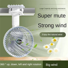 Portable Circulation Clamp Fan – Rechargeable Table Fan with Clamp Stand & USB Power