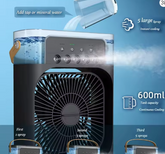 Portable Air Cooling Fan with Mist Spray & Humidifier – 10W USB Type-C, 3 Speeds, LED Bed Light