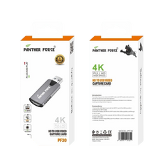 PF30- Panther Force 4K HD to USB Video Capture Card – Seamless 4K Video Capture & Streaming (Black)