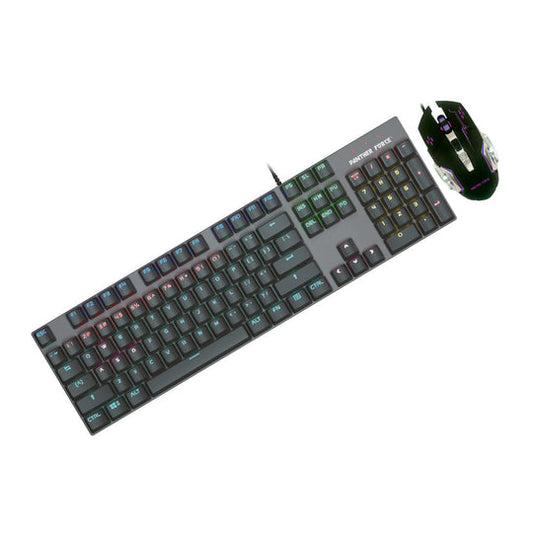 PF138 -Panther Force Mechanical Gaming Keyboard & Mouse Combo - RGB Backlighting, Adjustable DPI, Ergonomic Design, Durable Build, High-Precision Performance