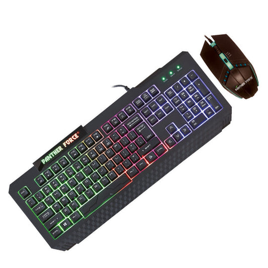 PF139- Panther Force Gaming Keyboard & Mouse Combo - RGB Backlit, Anti-Ghosting Keys, Ergonomic High-DPI Mouse, Durable Build Quality, Plug-and-Play for PC, Mac, & Gaming Consoles