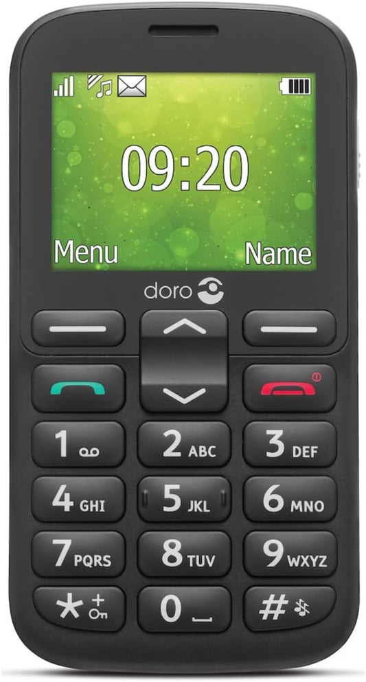 Doro 1380 Unlocked 2G Dual SIM Mobile Phone for Seniors with 2.4" Display, Camera and Assistance Button (Black)