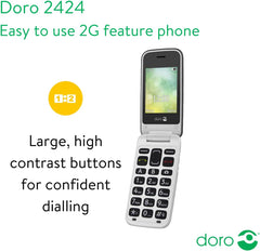 Doro 2424 Flip Phone – 2.4″ Display, 3MP Camera, Large Buttons, Senior Friendly