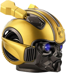 Bumblebee Helmet Bluetooth Speaker with Blue Eyes Effect, Dual Stereo Sound, 1200mAh Battery – Portable Wireless Speaker