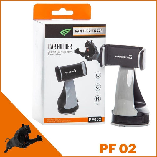 PF02- Panther Force Car Holder 360 Degrees Long Neck / Suction and Vent (Black)