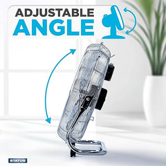 Status 16” High Velocity Chrome Floor Fan – Portable Metal Cooling Fan with 3 Speeds & Adjustable Tilt