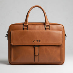 APEX Men’s Leather Laptop Bag – Premium Business Briefcase (Brown & Black)