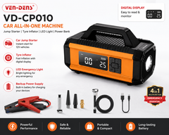VEN-DENS VD-CP010 Car Jump Starter & Portable Tyre Inflator All-In-One Machine