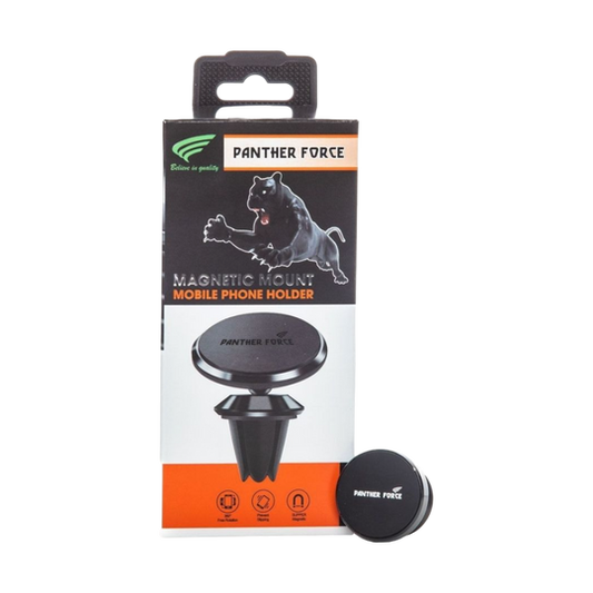 PF10-Panther Force Round Magnetic Air Vent Holder – Compact 360° Rotating Car Phone Mount (Black)