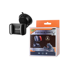 PF07-Panther Force Car Holder – Aluminium Silicon Sucker Phone Mount with Secure Clip Fastening & Wireless Charging Support (Black)