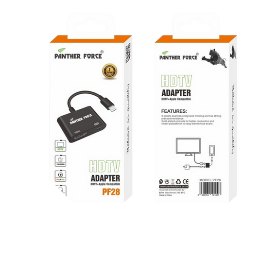 PF28- Panther Force HDTV Adapter - Universal Compatibility for HDTV & Apple Devices (Black)