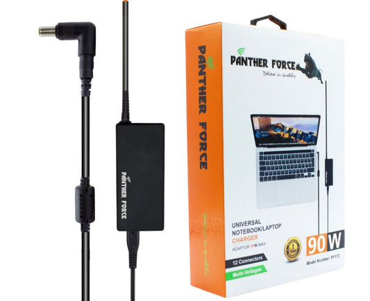 PF172- Panther Force 90W Universal Laptop Charger - Black | Compatible with Multiple Laptop Brands