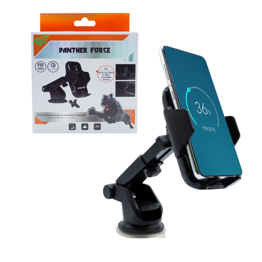 PF176-Panther Force Wireless Car Holder – Magnetic Fast Charging &; Secure Clip Mount (Black)