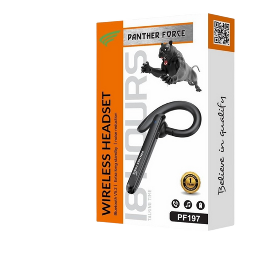 PF197-Panther Force Earpiece – 18H Talk Time, USB-C Fast Charging, Wireless Bluetooth, Black