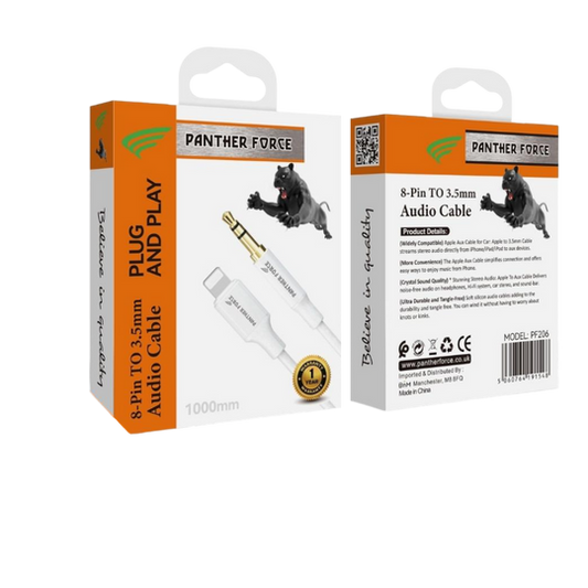 Panther Force Type-C & Apple AUX Cables - High-Quality 3.5mm Audio Cables for Type-C and Lightning Devices