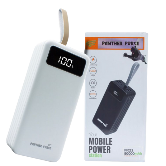 PF222 - Panther Force 50000mAh Super Power Bank | Massive Capacity, Multi-Device Charging, Fast Charging Technology (white)