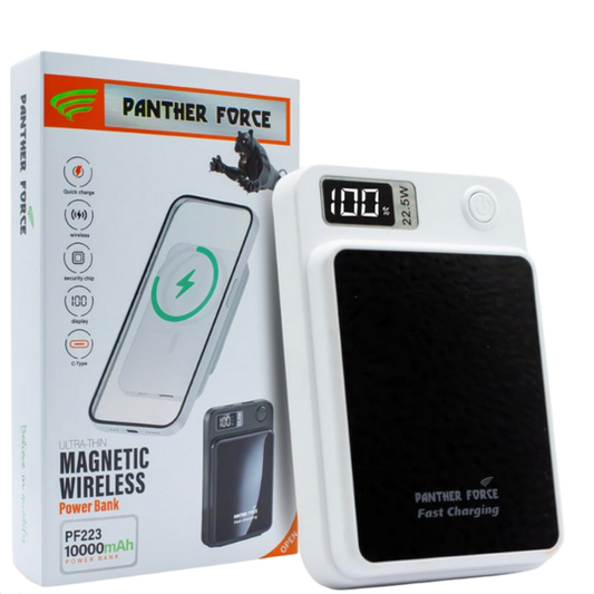 PF223 - Panther Force MagSafe 10000mAh Power Bank | Magnetic Wireless Charging, Fast Charging, Compact Design (white)